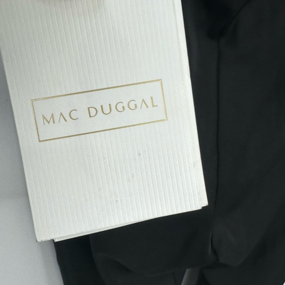 Mac Duggal Feathered Strapless Jumpsuit Back Zip Black Women's Size 12 NWT - Picture 10 of 12